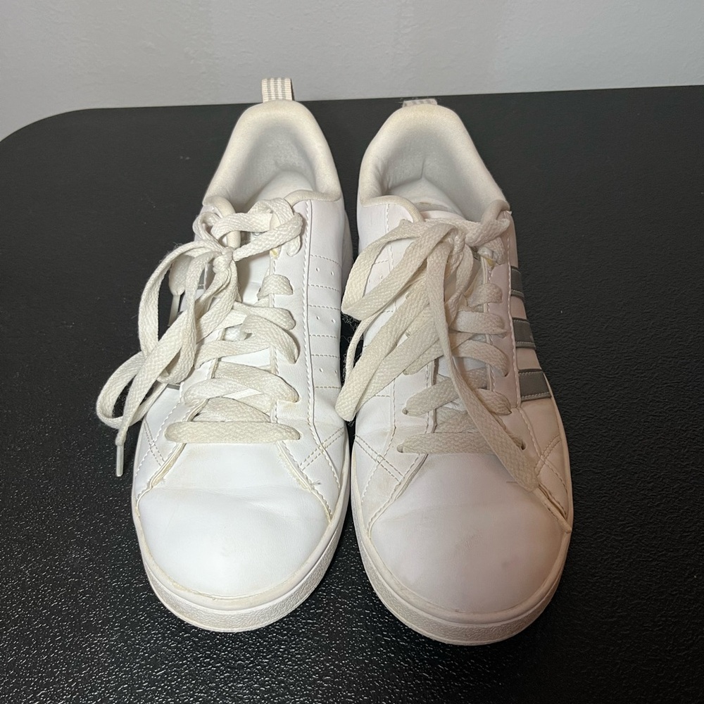 Adidas White Sneakers with Subtle Stripes
